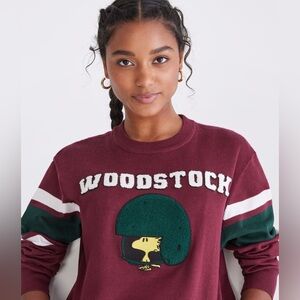 Peanuts® | Aéropostale Woodstock Football Helmet Crew Sweater - Burgundy
